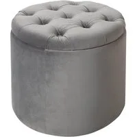 riess-ambiente Hocker MODERN BAROCK 50cm silbergrau, Wohnzimmer · Samt · mit Stauraum · Aufbewahrungkorb