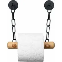 DEKAZIA Toilettenpapierhalter ohne Bohren, WC Papierhalter selbstklebend, Klorollenhalter Holz (Holz und Edelstahl, 5 Modelle, inkl. Klebepads / Montagematerial), Papierrollenhalter zum Kleben, Eiche, Mango Holz, Buchenholz, Stahl