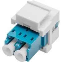 LWL Kupplung, Duplex, LC > LC Buchse, Singlemode OS2 blau, inkl. Keystone-Rahmen