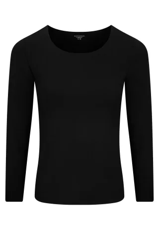 SCHIESSER - Shirt langarm Rundhals schwarz - Gr. - 40