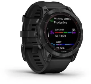 Garmin Fenix 7 Sapphire Solar [inkl. Silikonarmband schwarz] 47mm Titangehäuse schwarz