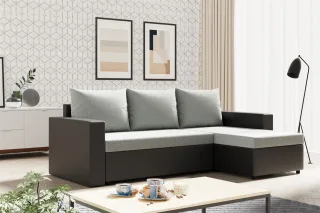 Ecksofa Sofa MERLE mit Schlaffunktion in div. Farbvarianten Ottomane Rechts