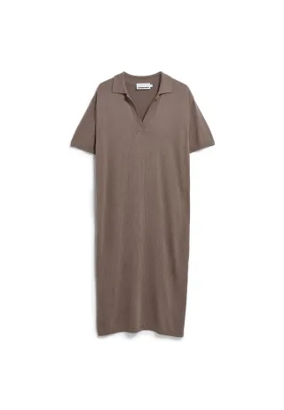 Armedangels - FINE POLO KNIT DRESS walnut cream - Gr. - L