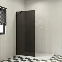 duschspa Duschwand 8mm 80-140cm schwarze Duschkabine Walk in Dusche Glastrennwand, Sicherheitsglas, (Set), Glas