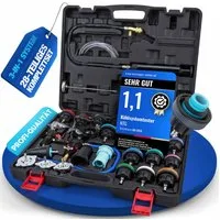 NTG Nutzfahrzeug Technik GmbH Multitool Kühlsystem Abdrückgerät 28 tlg Kühler Nachfüll-Set Prüfgerät, (Werkzeug Set Kfz PKW), Vakuum Kühlmittel Befüllgerät Entlüftungsgerät Set