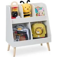 relaxdays Standregal Weißes Kinderregal mit 5 Fächern