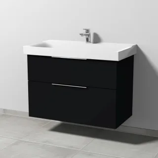 Sanipa 3way Waschtischunterbau zu Geberit Xeno2 Waschtisch mit 2 Auszügen, Schwarz-Matt UF66108
