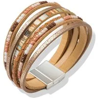 Firetti Armband Schmuck Geschenk Edelstahl Leder Armschmuck Armkette, Made in Germany