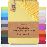 NatureMark Spannbettlaken Mikrofaser Spannbetttuch, Polyester, Gummizug: rundum, viele Größen und Farben Markenware, 200x220 cm, Gelb