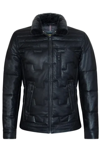 Gesteppte Bikerjacke aus Leder für Herren – Guayaquil