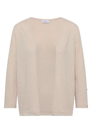 CECIL - Leichte Strickjacke mit 3/4-Ärmeln und Rippstruktur beige - Gr. - S