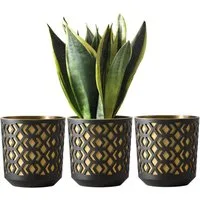 KONZEPT Blumentopf Übertopf Ø 14cm, 3er Pflanzentopf Set für Zimmerpflanzen aus Plastik (1 St), ideal für Zimmerpflanzen, Orchideen, Kräuter und Sukkulenten