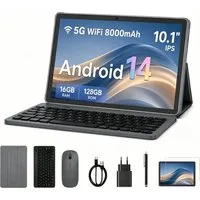 VASOUN TAB11 Android Tablet mit Tastatur,Stift, Maus,10 Zoll, 8000mAh Tablet (10.1", 128 GB, Android, (5G wifi/Octa core/8MP/zwei Lautsprecher)