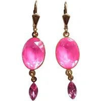 Mugello Paar Ohrhänger Luana pink vergoldet knallig Neonfarbe Hingucker, Handgefertigter Modeschmuck, made in Germany