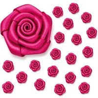 Creativery Streudeko, Satinrosen 2cm zum Basteln & Aufnähen 20 Stück Fuchsia