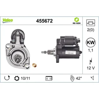 Valeo Anlasser 1,1 kW Audi Ford Seat Skoda VW 455672