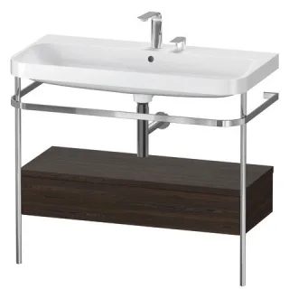 Duravit Happy D.2 Plus c-shaped Set mit Metallkonsole und Schubkasten Nussbaum gebürstet Matt 975x49 HP4843E6969
