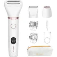 MAXGROOM Körper- und Bikinitrimmer JK-105, 3-in-1-Damentrimmer-Set für Körper, Gesicht und Bikinizone, 3-in-1-System mit IPX6-Schutz und LED-Display