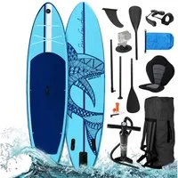 BRAST SUP-Board Shark, Aufblasbares Stand up Paddle Set, 320x81x15cm, 8 Designs, 5 Jahre Garantie, inkl. Sonderzubehör