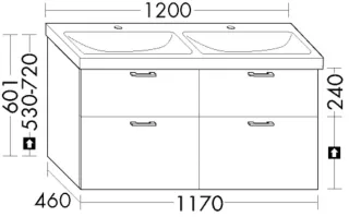 Burgbad WTU zu Ker. Sys30 PG2 Echo 601x1170x460 Kieselgrau Softmatt, WYJW117F6921 WYJW117F6921