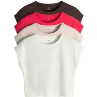 The Set T-Shirt The Set Kurztops mit nahtlosen Ärmeln, 4er-Pack (4-tlg)