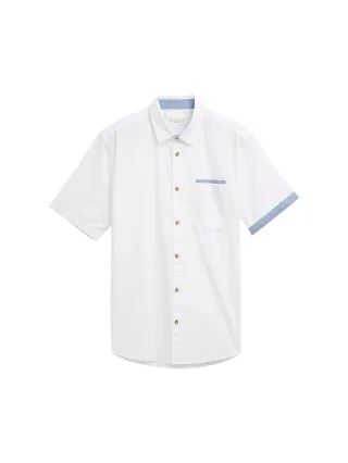 Tom Tailor - Regular Fit Kurzarmhemd mit Brusttasche white - Gr. - M