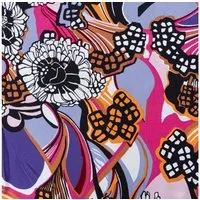 SCHÖNER LEBEN. Stoff Viskose Popeline Stoff Meterware Retro Blumen lila bunt 144cm, allergikergeeignet