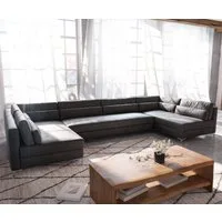 DELIFE Wohnlandschaft Elio, Lederimitat Vintage Anthrazit 400x185 cm XL Wohnlandschaft