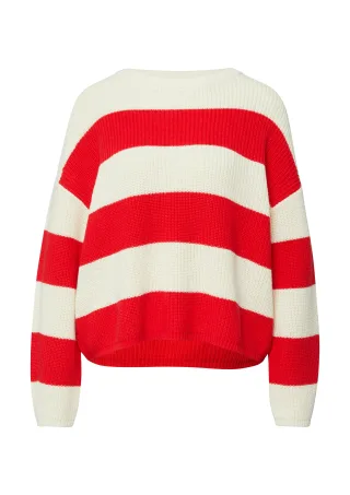 comma - Strickpullover weiß|rot - Gr. - XL