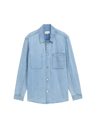 Tom Tailor - Comfort Fit Jeanshemd mit Brusttasche used bleached blue denim - Gr. - L