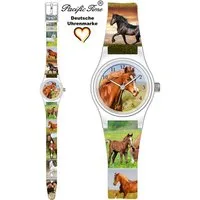 Pacific Time Quarzuhr Kinder Armbanduhr Motivuhr Pferd Kunststoff Pferdeuhr, kostenloser Versand