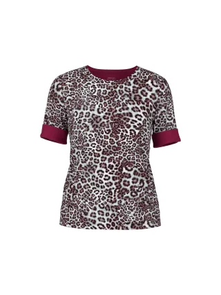 Marc Cain Sports - Rippstrick Shirt mit Leo Print rhododendron - Gr. - 40
