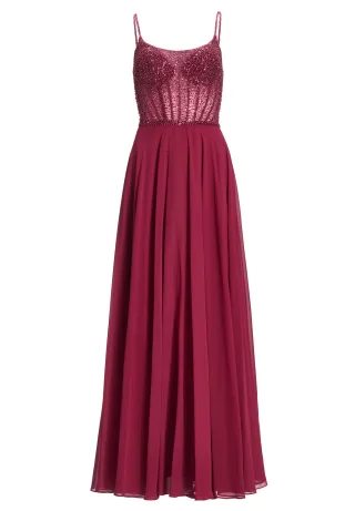 hey kyla - Chiffonkleid mit besticktem Top cherry red - Gr. - 34