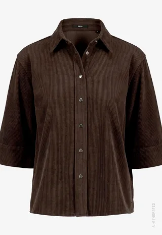 zero - Cord Bluse mit Knöpfen Black Coffee - Gr. - 34