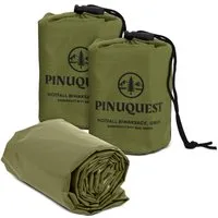 PINUQUEST Biwaksack Notfallschlafsack (2 tlg), Rettungsdecke Notfall-Biwaksack Survival Notbiwak, grün, 2 Stück