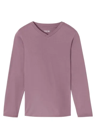 SCHIESSER - Langarmshirt V-Ausschnitt lila - Gr. - 50