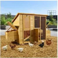 Feel2Home Hühnerstall Geflügelstall Freilaufgehege Hühnervoliere Hasenkäfig Kleintierhaus, abnehmbares Dach, von außen zugängliche Eiablagen