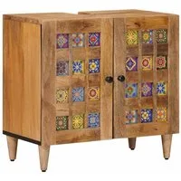 vidaXL Badezimmer-Set Waschbeckenschrank Natur 62 x 33 x 58 cm Massivholz, (1-St)