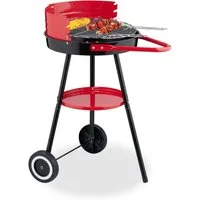 relaxdays Holzkohlegrill 42 cm mit Rolle
