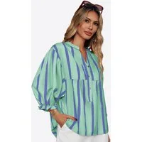 Imily Bela Blusentop Damen Puffärmel Bluse gestreift (Packung, 1-tlg., 1per-Pack) kontrastfarben