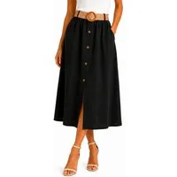 Mississhop Schlupfrock Damen Rock 100 % Baumwolle Dekorative Knopfleiste S/M