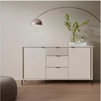 FORTE Sideboard Forte Seravel Sideboard 160 cm, Kashmir Beige/Mauvella Eiche, B/H/T 158,8/87,2/41,5 viel Stauraum, Lamellenoptik