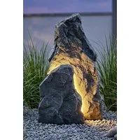 Arnusa Gartenfigur LED Gartenfelsen Teichdeko Gartenleuchte Dekoleuchte 48 cm, (Leuchtfelsen), realistische Steinoptik