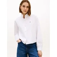 Tommy Hilfiger Langarmbluse OXFORD CROP RUFFLE LS SHIRT mit Rüschen-Details, boxy