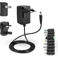 Leicke Netzteil 12V 2A Ladegerät 24W für LCD, WLAN Router,Hub,Scanner,Switch Netzteil (Kurzschluss-, Überspannungs- und Überhitzungsschutz, 9 Adapterköpfe)