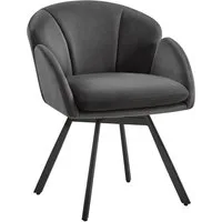 Yaheetech Esszimmerstuhl Polsterstuhl mit Schwenkbarem Sitz (1 St), Loungesessel Schminkstuhl in Blütenblattform Metallbeinen