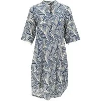 Guru-Shop Midikleid Boho Hemdkleid, lange Tunika - blau/beige alternative Bekleidung