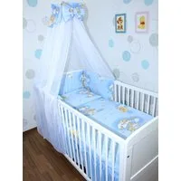 Primawela Babybettwäsche Baby Bettset - 6 teiliges Set mit Chiffon Himmel Bettwäsche Nestchen