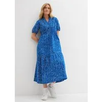 bonprix Midikleid körperumspielende Form, mit Henleykragen, Halbarm-Design