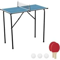 relaxdays Mini-Tischtennisplatte mit Zubehör (7-tlg), blau